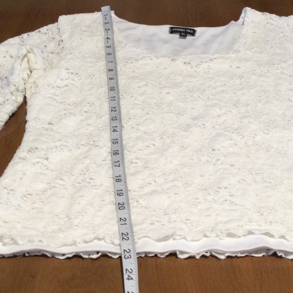 Cynthia Max White Lined Lace Overlay Blouse Size XL - Picture 16 of 16